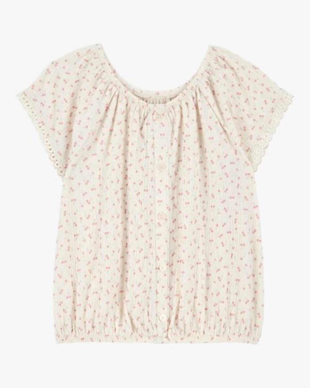 NEW! Carter’s 14 Kid Short-Sleeve Cherry-Print Fashion Top - Ivory